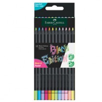 Astuccio 12 matite triangolari Black Edition pastel e neon Faber-Castell 116410