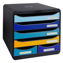 Cassettiera A4 6 cassetti BIG-BOX MAXI nero/multicolore Bee Blue Exacompta 3124202D