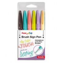 Astuccio 6 Sign Pen Brush Trendy colori assortiti Pentel 0022407