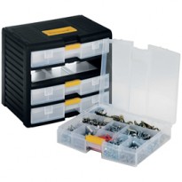 Cassettiera modulare con maniglia 4 cassetti nero trasparente Store-Age 1002299