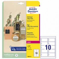 Cartellini stampabili resistenti 190mic 90x50mm 10fg(10cart/fg) bianco Avery T3001-10