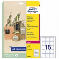 Cartellini stampabili resistenti 190mic 50x50mm 10fg(15cart/fg) bianco Avery T3003-10