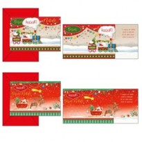 Biglietto auguri Natale c/tirette in fantasie assortite Kartos 04447401 - Conf da 12 pz.