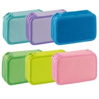 Astuccio 3 Zip Neon  Pastel 13x20x7,5cm colori assortiti Favorit 400182110 - Conf da 12 pz.