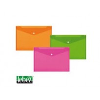 SET 3 BUSTE CON BOTTONE A4-33,5x23,5cm COLORI Fluo Ass. LEBEZ ART.80438